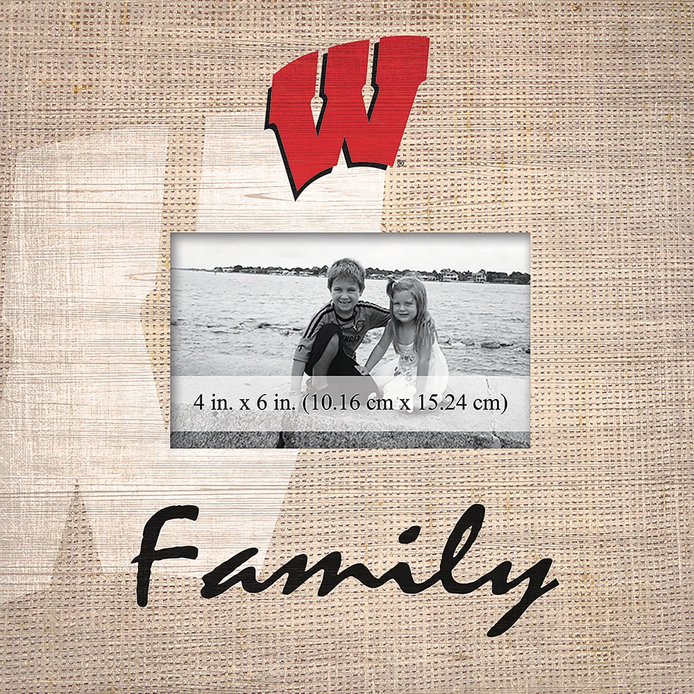 Wisconsin Badgers 10'' x 10'' Burlap Pattern Frame