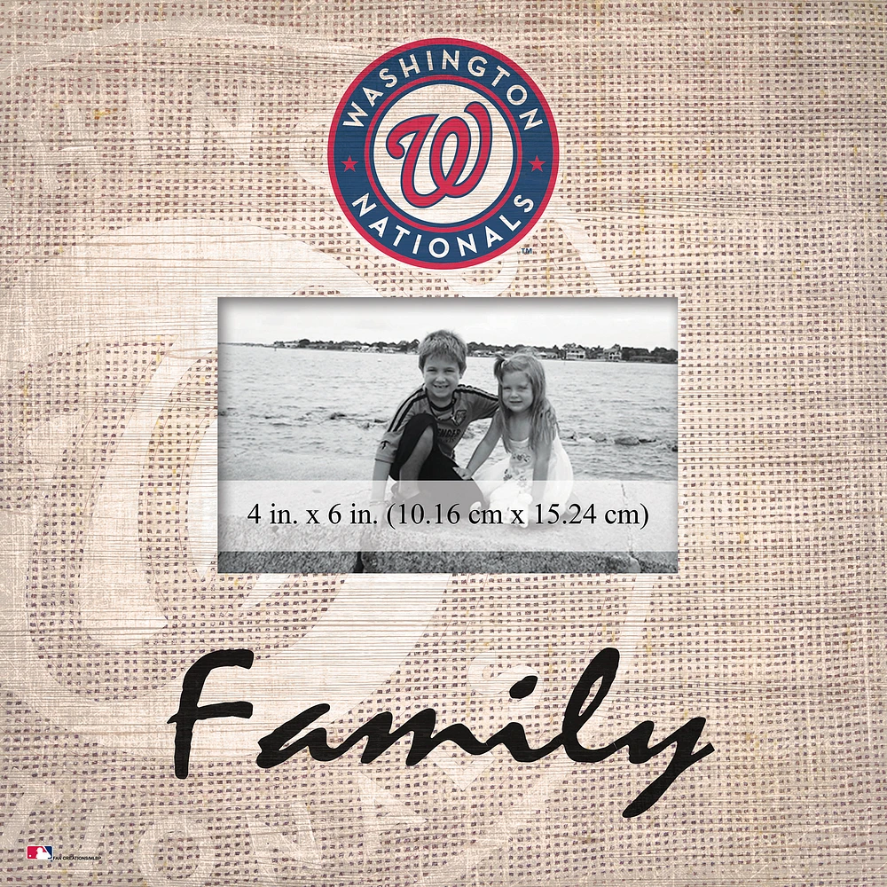 Washington Nationals 10'' x 10'' Burlap Pattern Frame