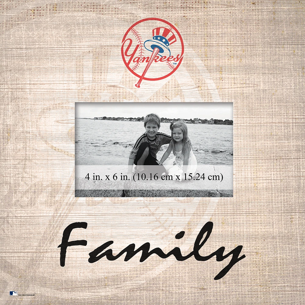 New York Yankees 10'' x 10'' Burlap Pattern Frame