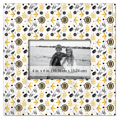 Boston Bruins 10'' x 10'' Floral Pattern Frame
