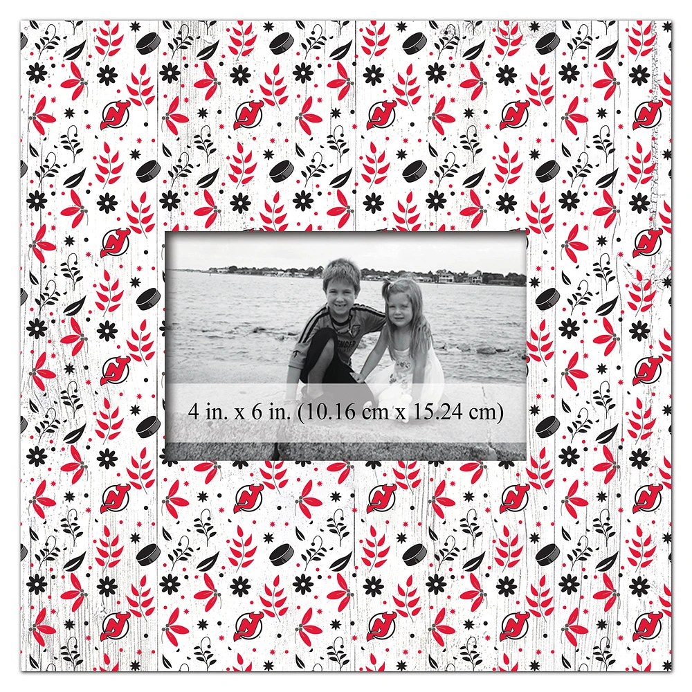 New Jersey Devils 10'' x 10'' Floral Pattern Frame