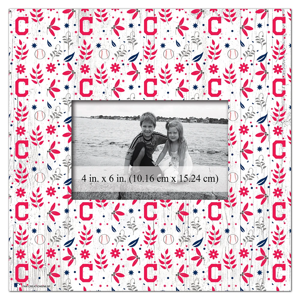 Cleveland Indians 10'' x 10'' Floral Pattern Frame