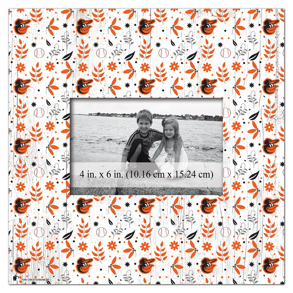 Baltimore Orioles 10'' x 10'' Floral Pattern Frame