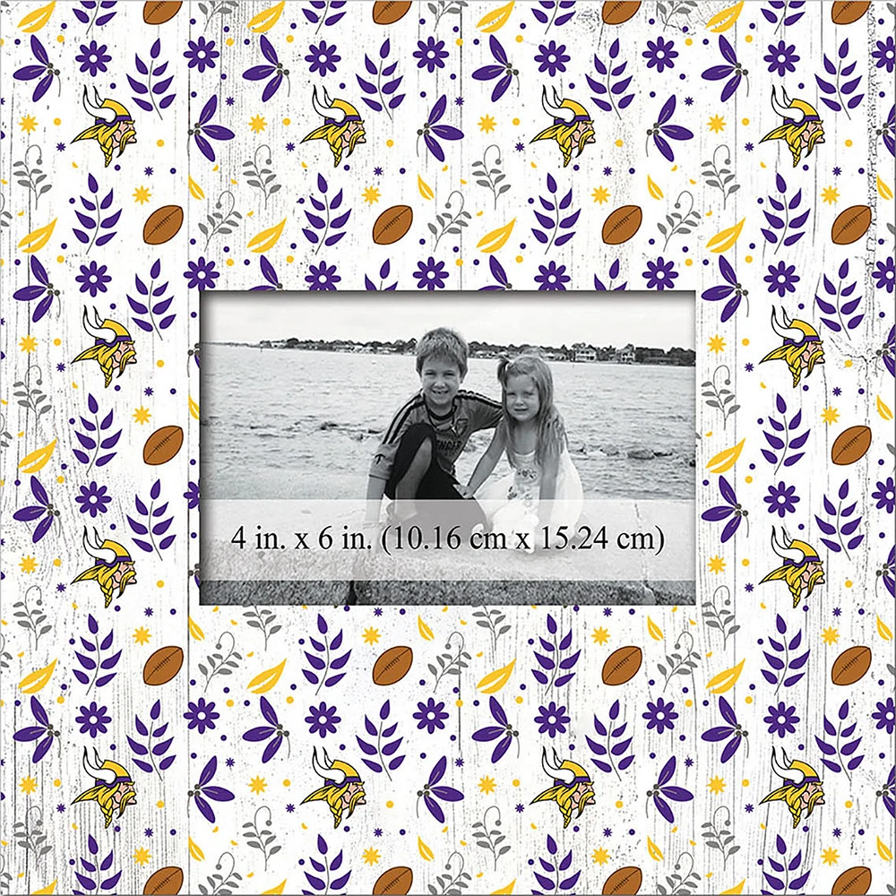 Minnesota Vikings 10'' x 10'' Floral Pattern Frame
