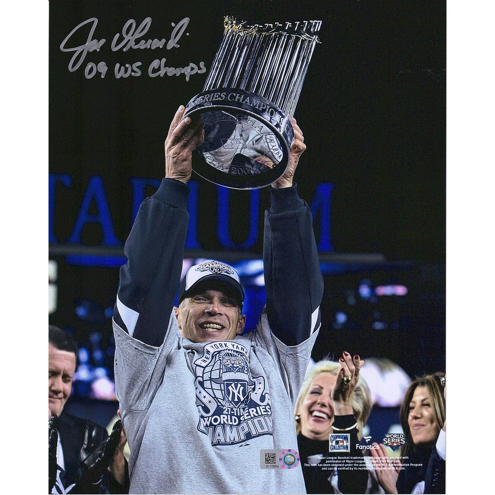 Joe Girardi New York Yankees Autographed 8" x 10" 2009 WS Trophy Photograph with "09 WS Champs" Inscription