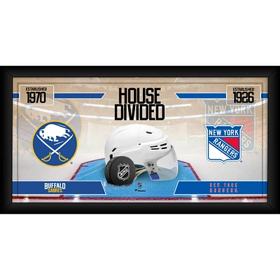 Buffalo Sabres vs. New York Rangers Framed 10" x 20" House Divided Hockey Collage