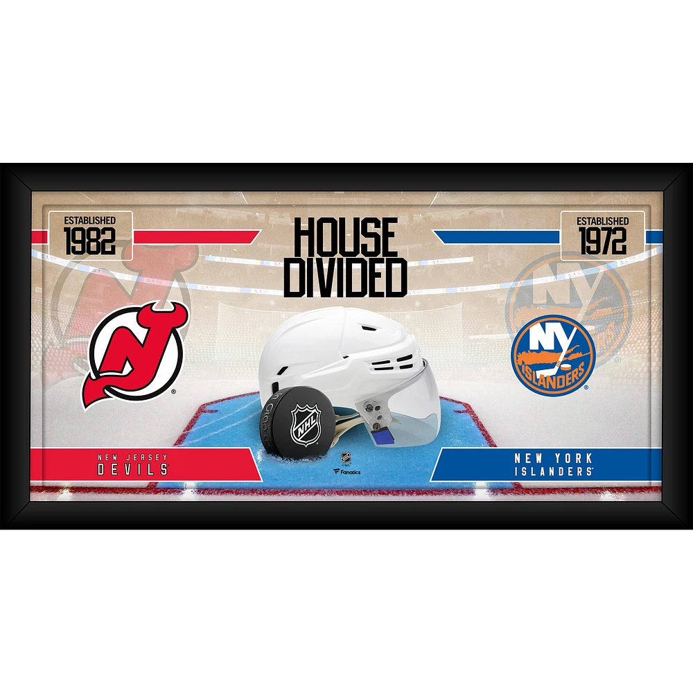 New Jersey Devils vs. New York Islanders Framed 10" x 20" House Divided Hockey Collage