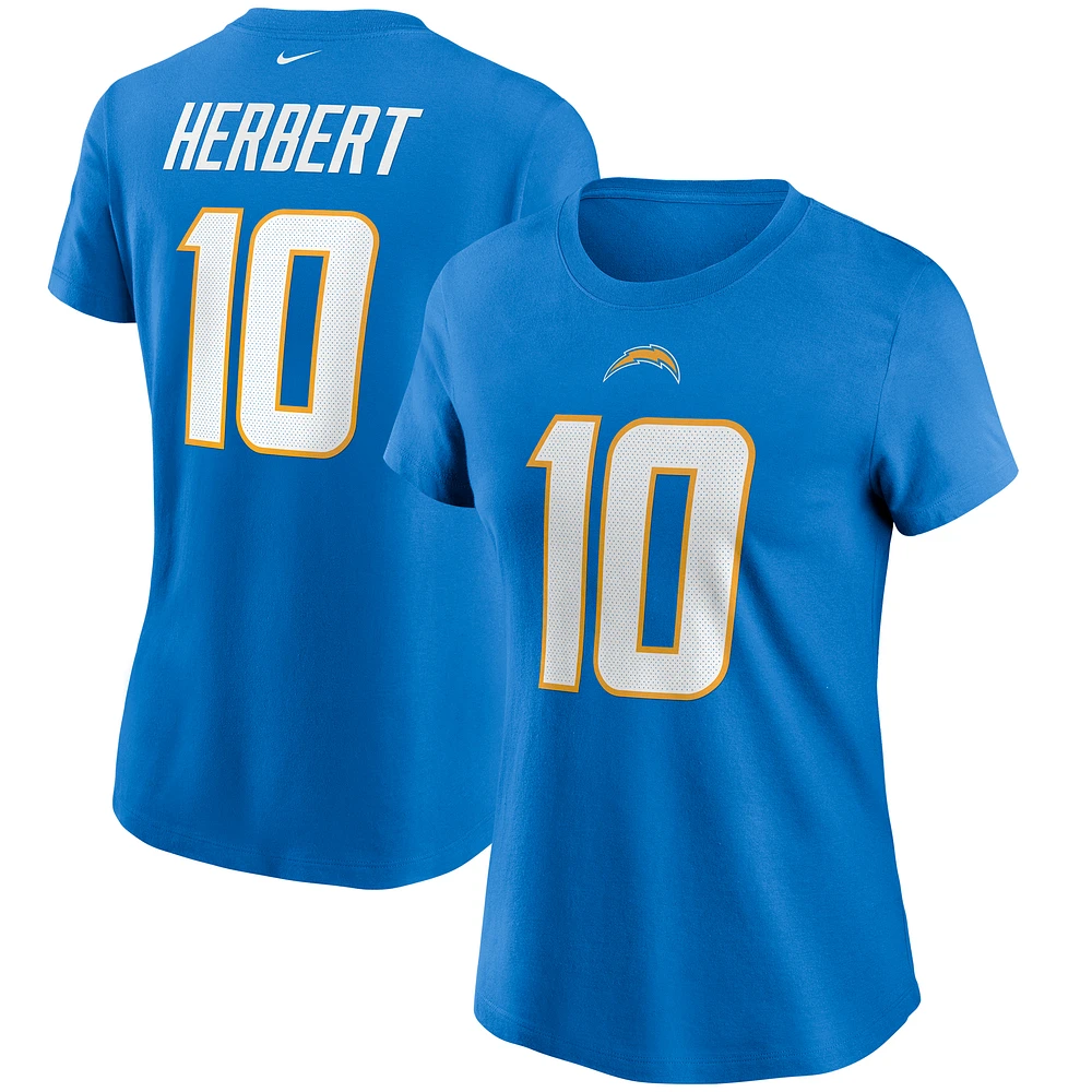 Women's Nike Justin Herbert Powder Blue Los Angeles Chargers Name & Number T-Shirt