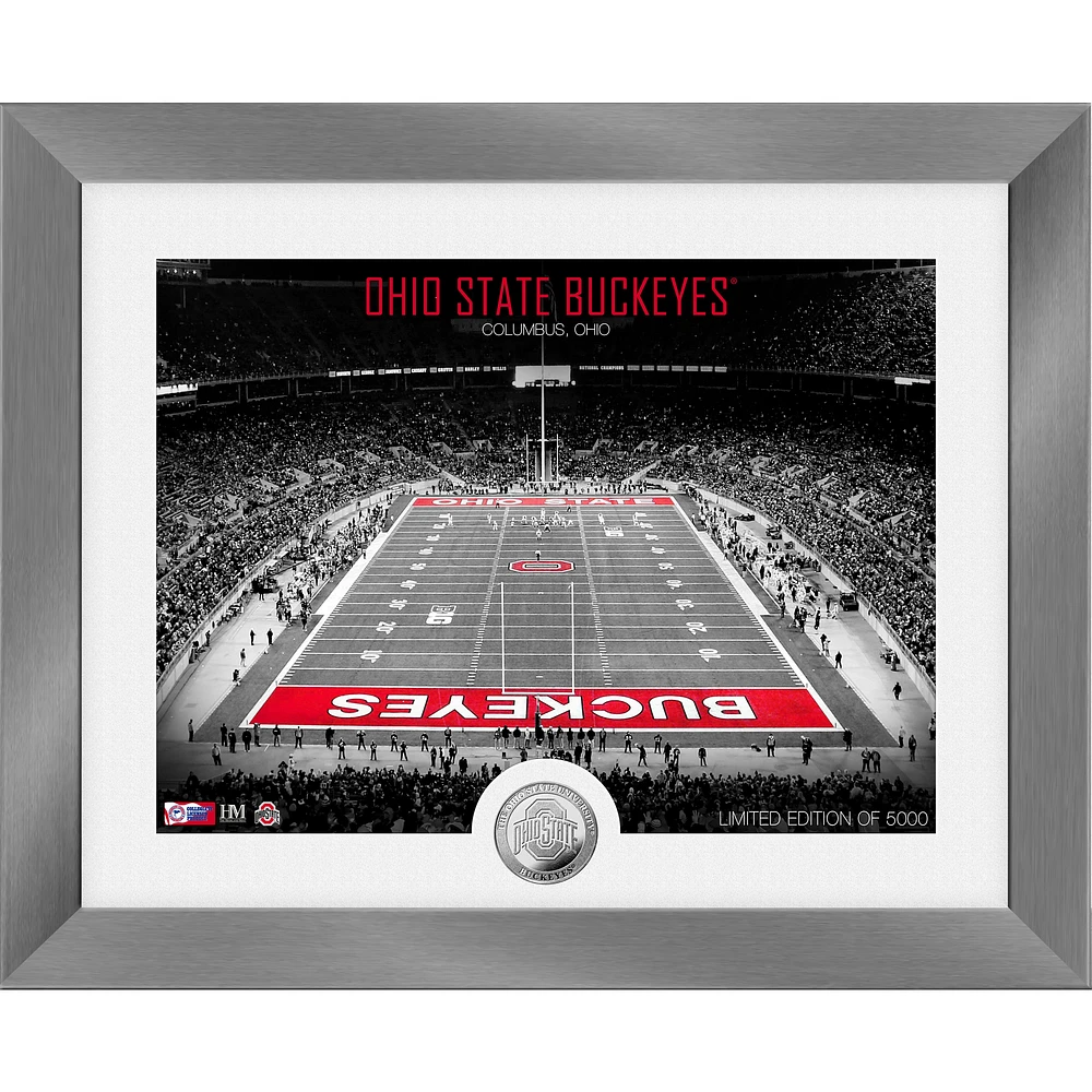 Highland Mint Ohio State Buckeyes 13'' x 16'' Art Deco Stadium Silver Coin Photo Mint