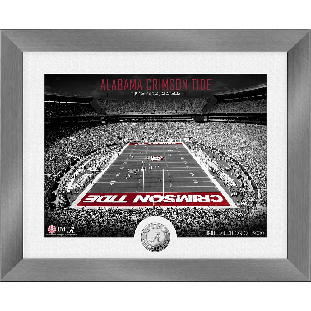 Highland Mint Alabama Crimson Tide 13'' x 16'' Art Deco Stadium Silver Coin Photo Mint
