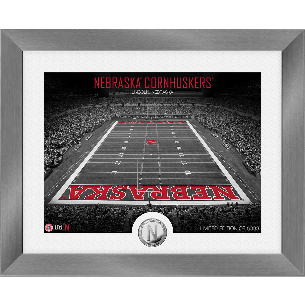Highland Mint Nebraska Huskers 13'' x 16'' Art Deco Stadium Silver Coin Photo Mint