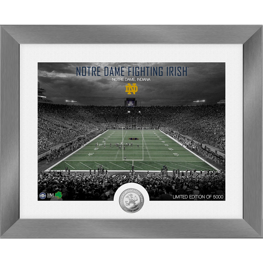 Highland Mint Notre Dame Fighting Irish 13'' x 16'' Art Deco Stadium Silver Coin Photo Mint