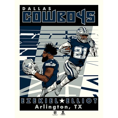 Phenom Gallery Ezekiel Elliott Dallas Cowboys 18'' x 24'' Serigraph Limited Edition Poster Art Print