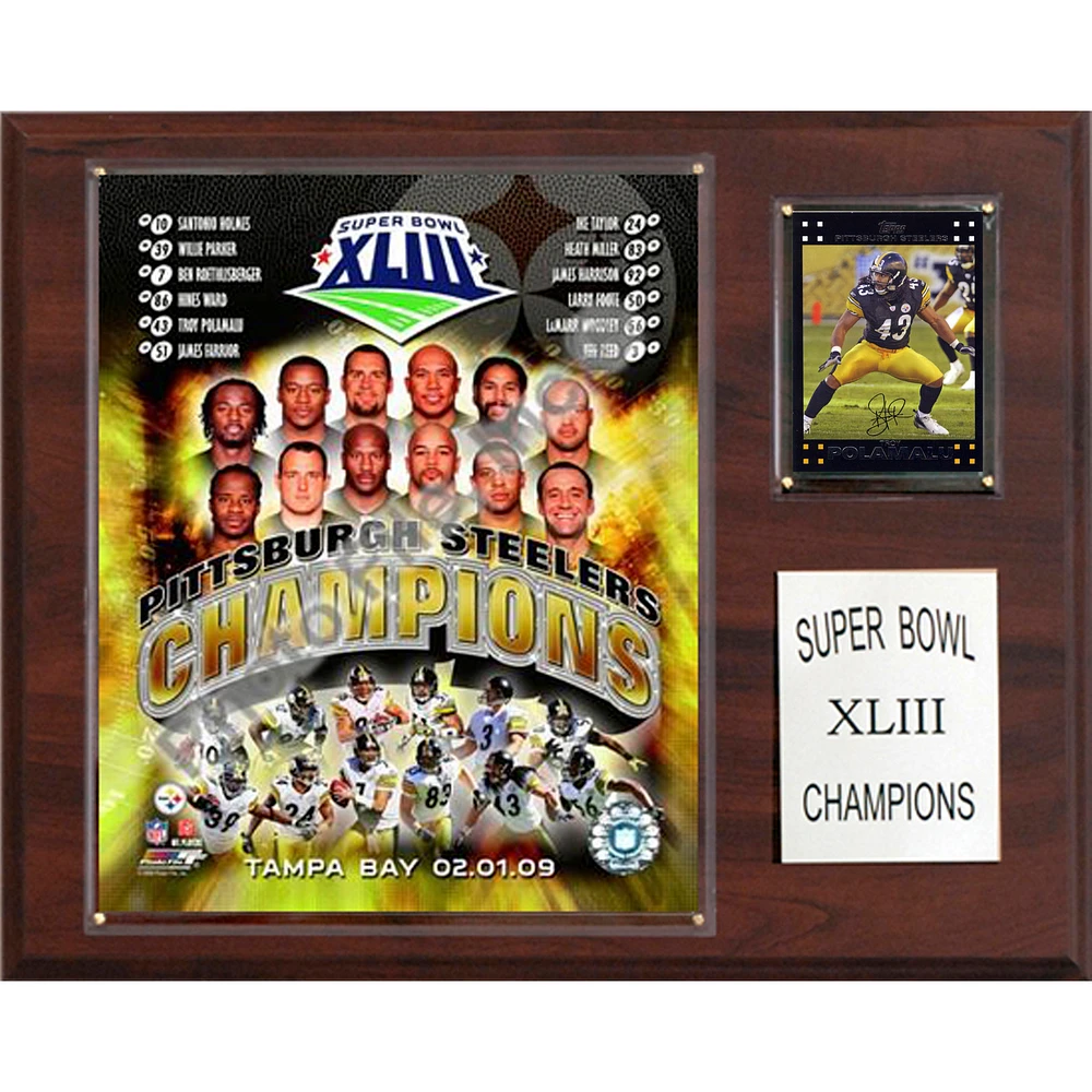 Pittsburgh Steelers Super Bowl XLIII Champions 12'' x 15'' Plaque