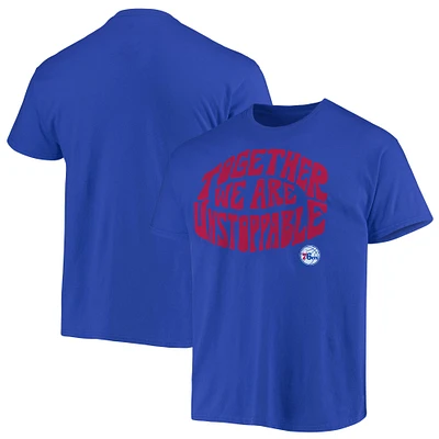 Men's Junk Food Royal Philadelphia 76ers Positive Message Enzyme Washed T-Shirt