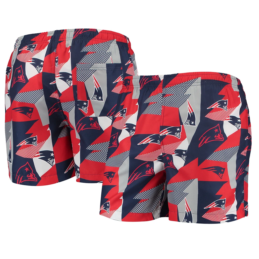 Men's FOCO Navy/Red New England Patriots Geo Print Swim Trunks
