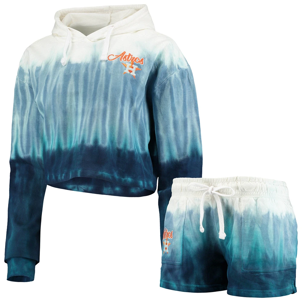 Women's FOCO Navy Houston Astros Dip-Dye Hoodie T-Shirt and Pants Sleep Set