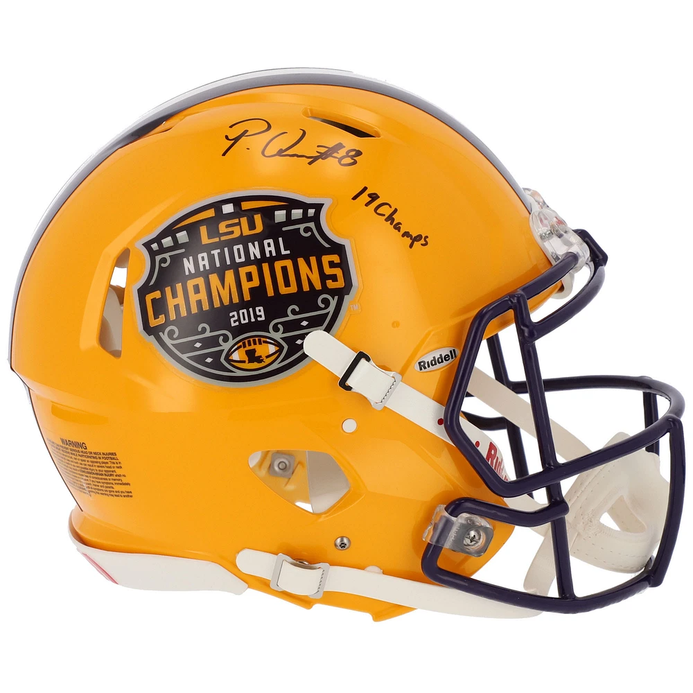 Patrick Queen LSU Tigers Autographed College Football Playoff 2019 National Champions Riddell Speed Authentic Helmet with "19 Champs" Inscription