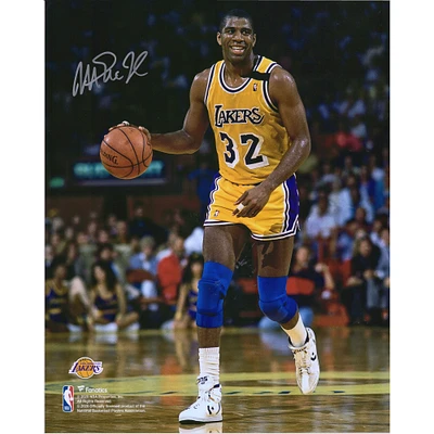 Magic Johnson Los Angeles Lakers Autographed 16" x 20" Dribbling In Gold Photograph