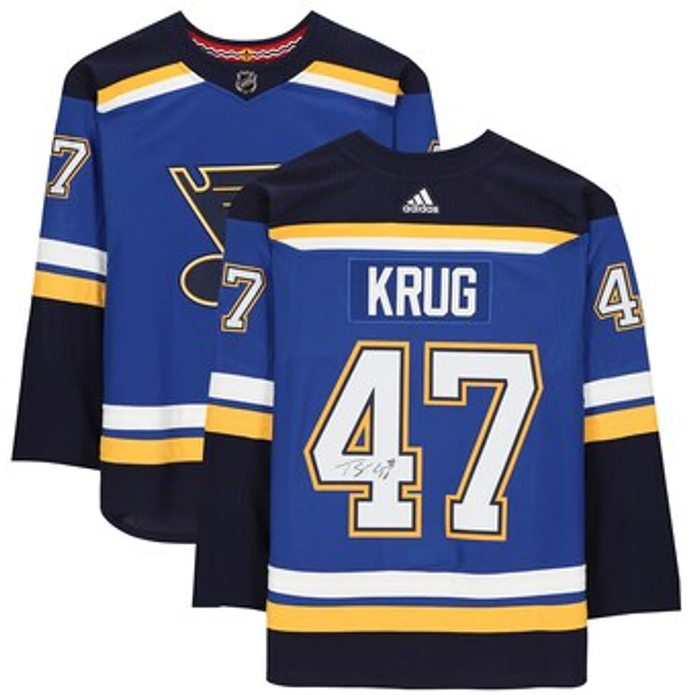Torey Krug St. Louis Blues Autographed Blue Adidas Authentic Jersey