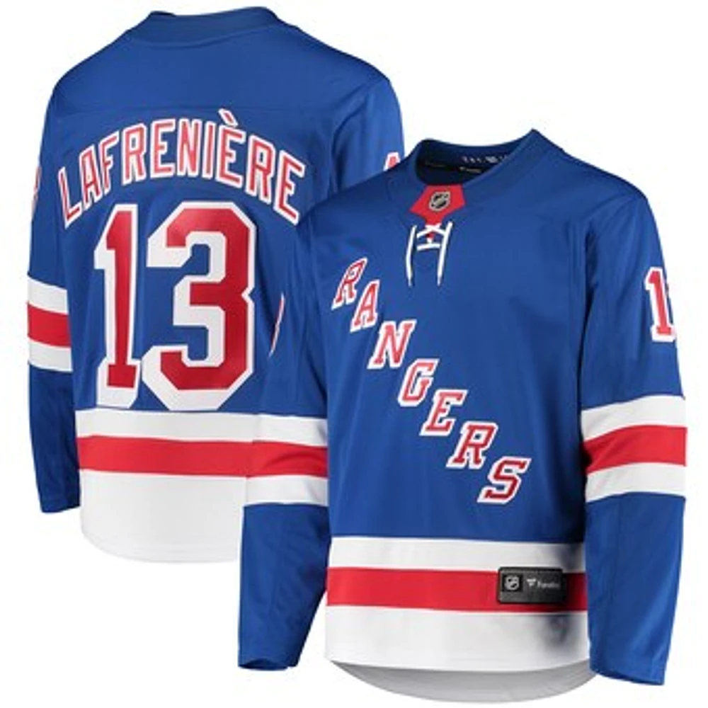 Men's Fanatics Alexis Lafrenière Blue New York Rangers Premier Breakaway Player Jersey