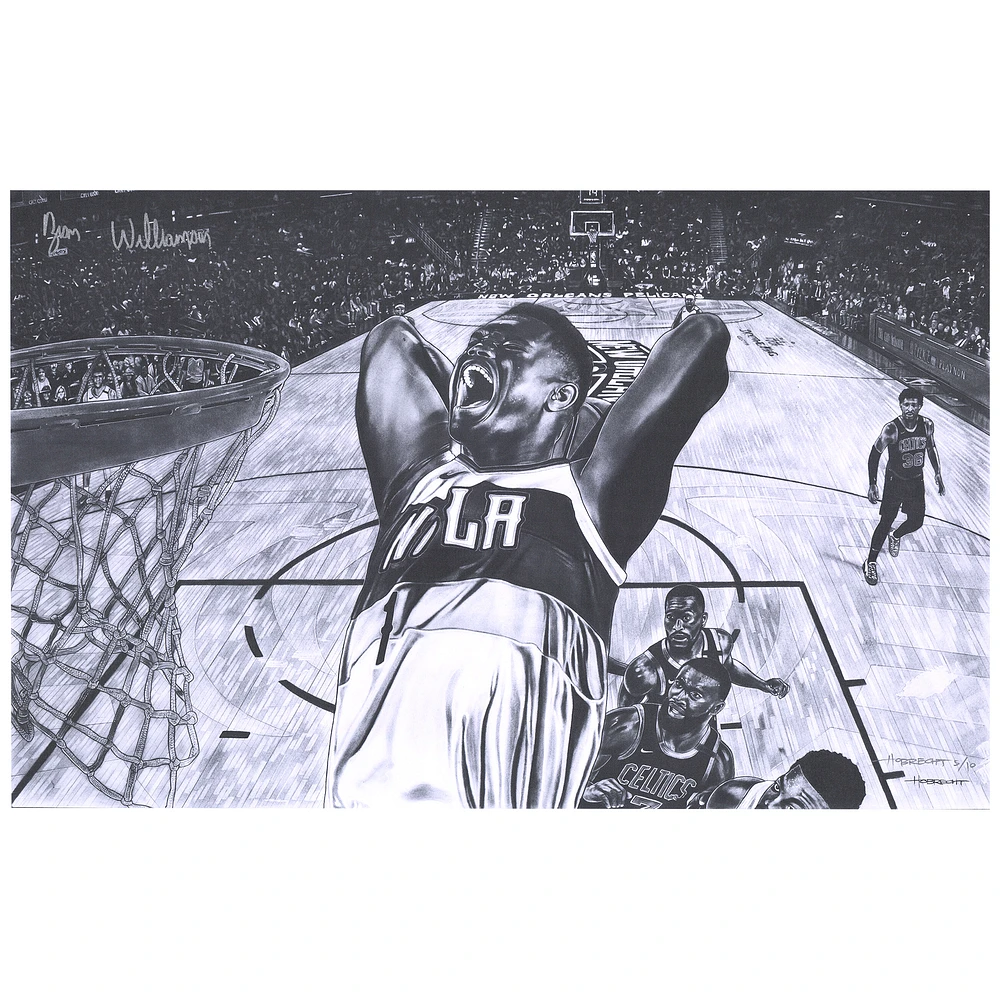 Zion Williamson New Orleans Pelicans Autographed Rolled 20" x 40" Canvas Giclee Print - Art by Dave Hobrecht