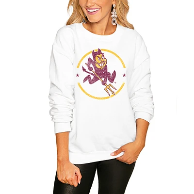 Women's White Arizona State Sun Devils End Zone Pullover Sweatshirt