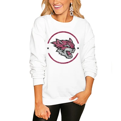 Women's White Cal State Chico Wildcats End Zone Pullover Sweatshirt