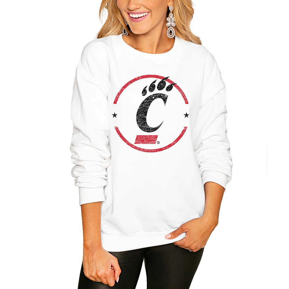 Women's White Cincinnati Bearcats End Zone Pullover Sweatshirt