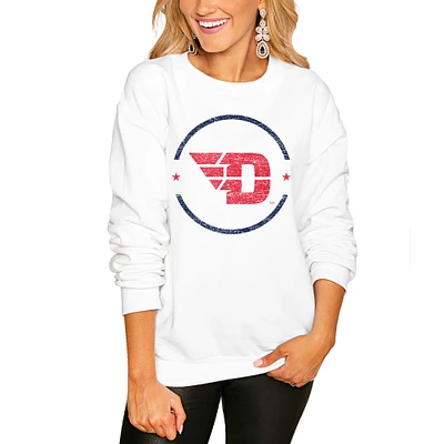 Women's White Dayton Flyers End Zone Pullover Sweatshirt