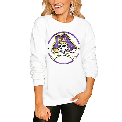 Women's White ECU Pirates End Zone Pullover Sweatshirt