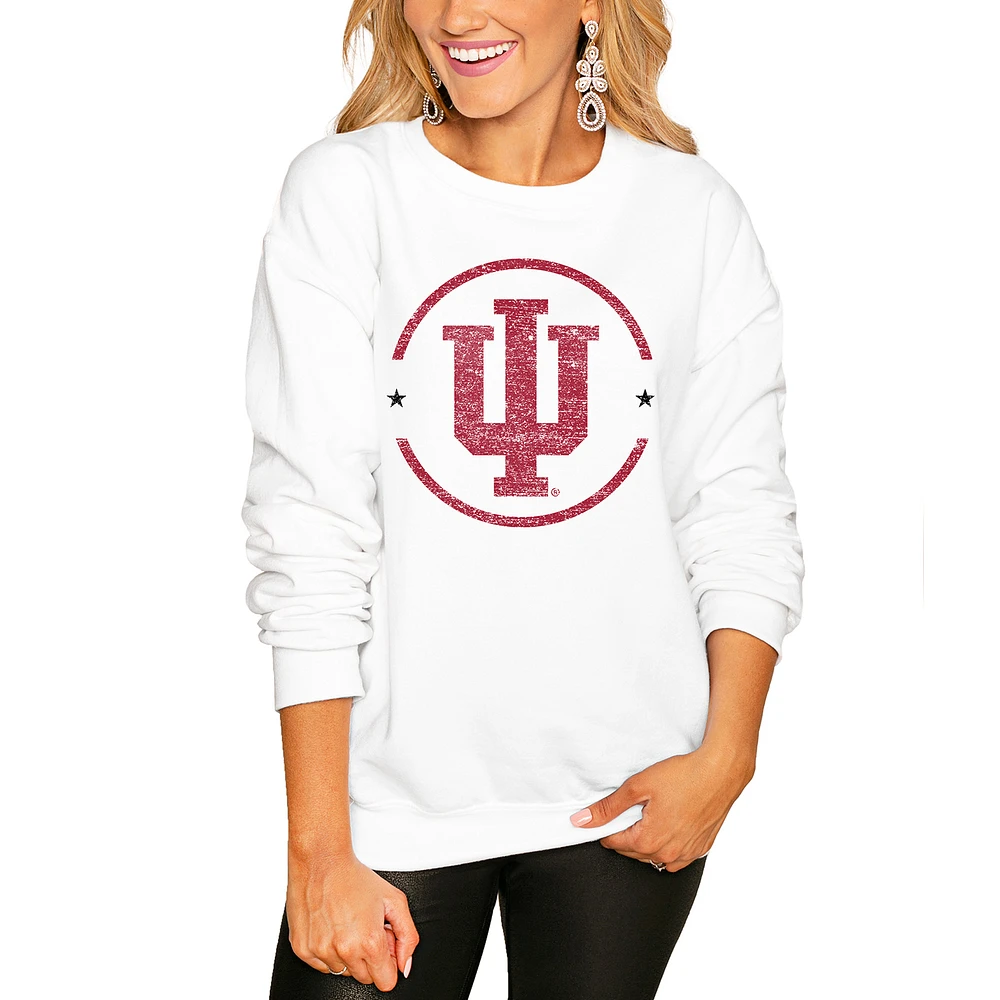 Women's White Indiana Hoosiers End Zone Pullover Sweatshirt