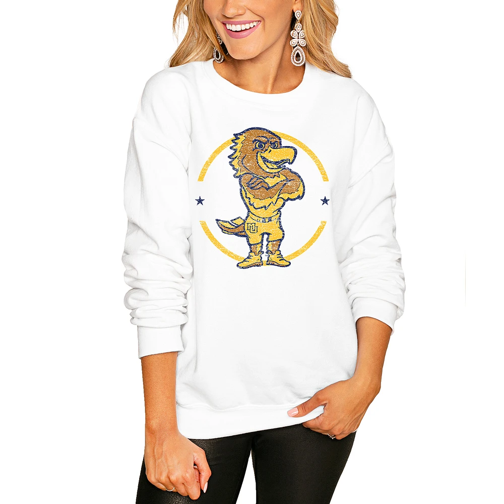Women's White Marquette Golden Eagles End Zone Pullover Sweatshirt