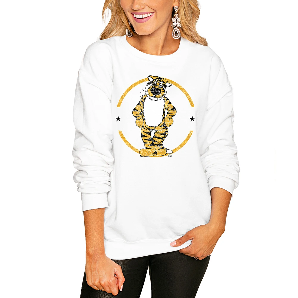 Women's White Missouri Tigers End Zone Pullover Sweatshirt