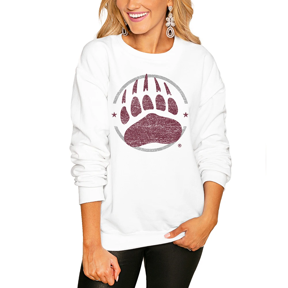 Women's White Montana Grizzlies End Zone Pullover Sweatshirt