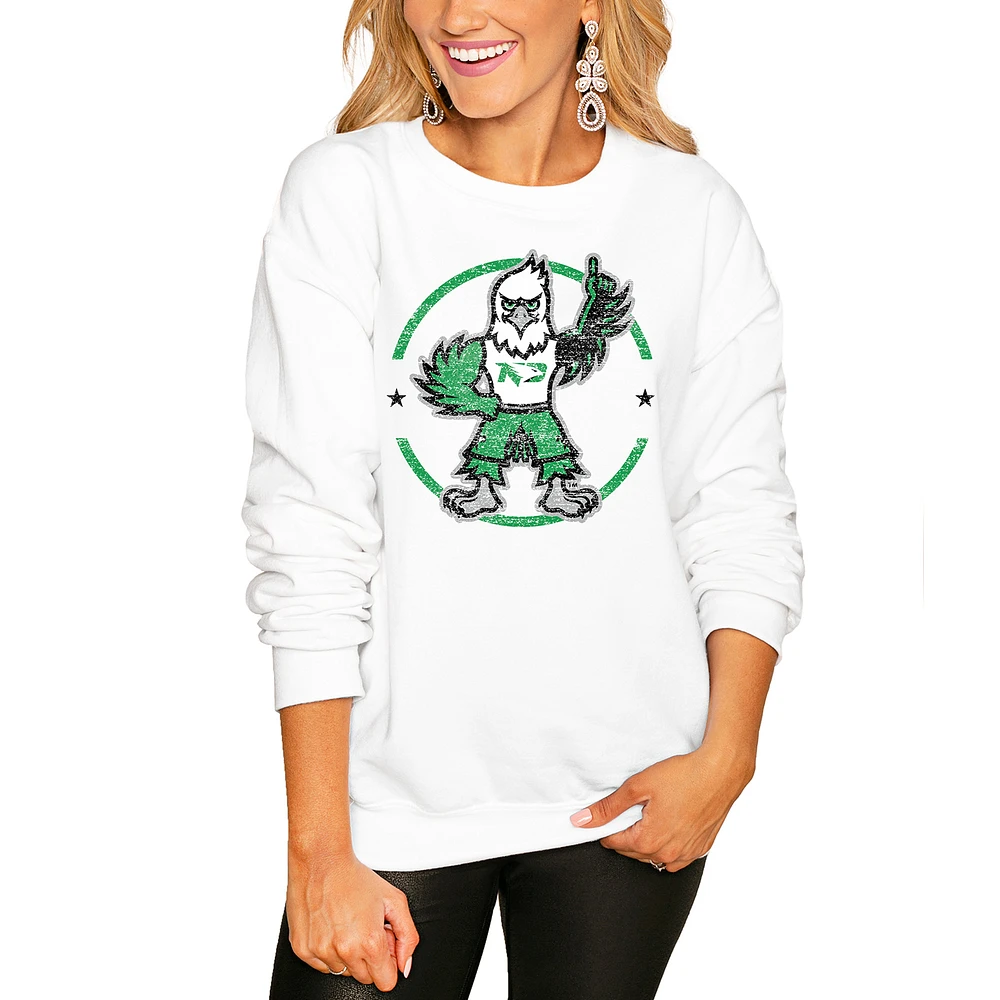 Women's White North Dakota End Zone Pullover Sweatshirt