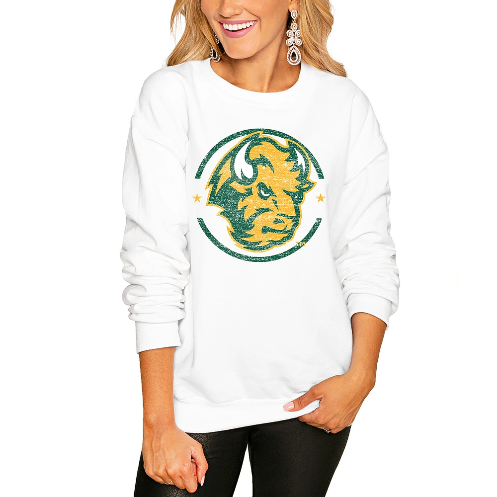 Women's White NDSU Bison End Zone Pullover Sweatshirt