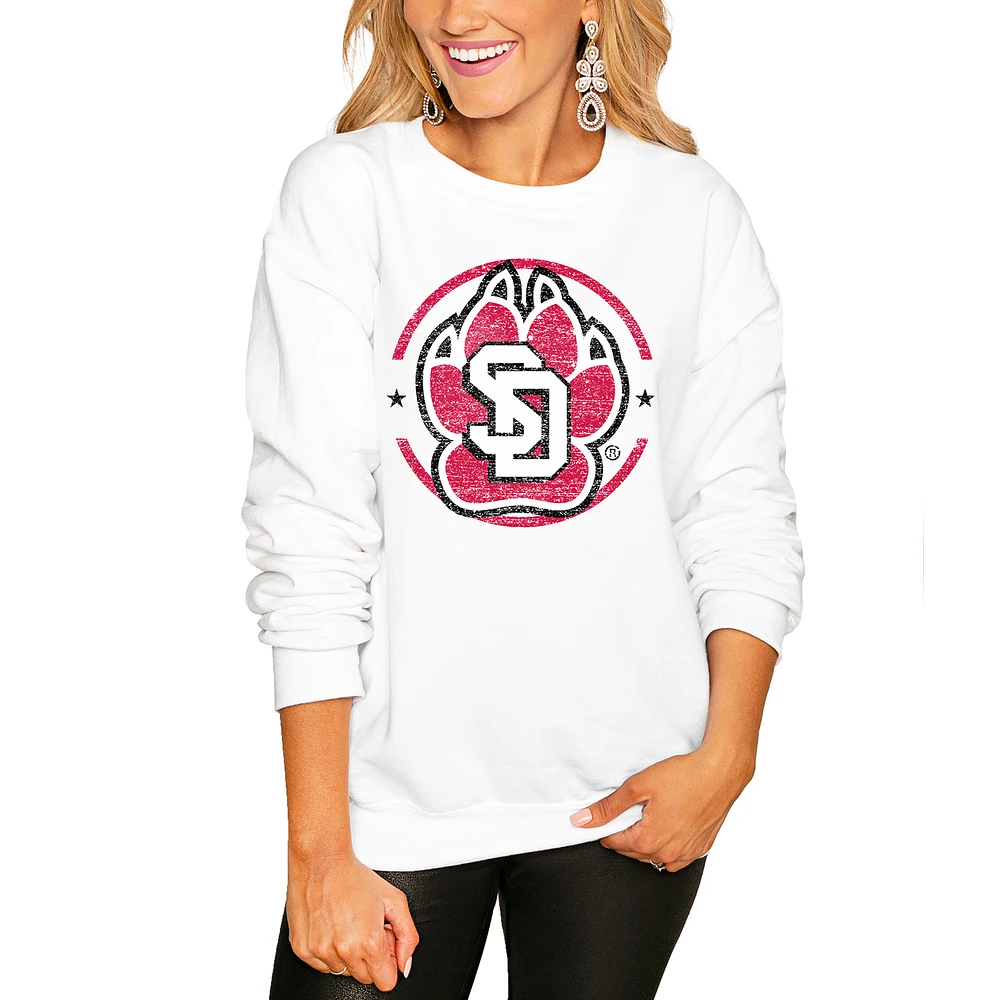 Women's White South Dakota Coyotes End Zone Pullover Sweatshirt