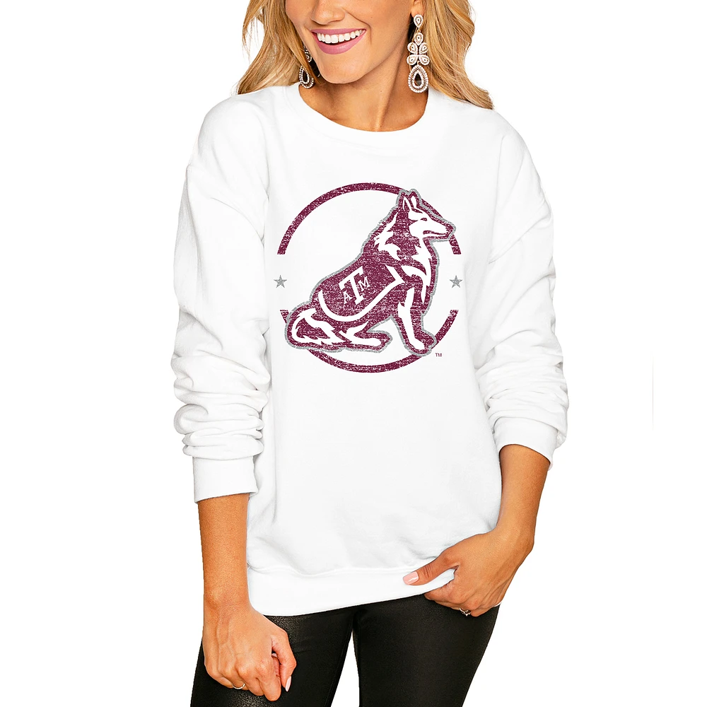 Women's White Texas A&M Aggies End Zone Pullover Sweatshirt