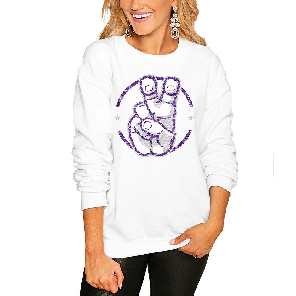 Women's White TCU Horned Frogs End Zone Pullover Sweatshirt