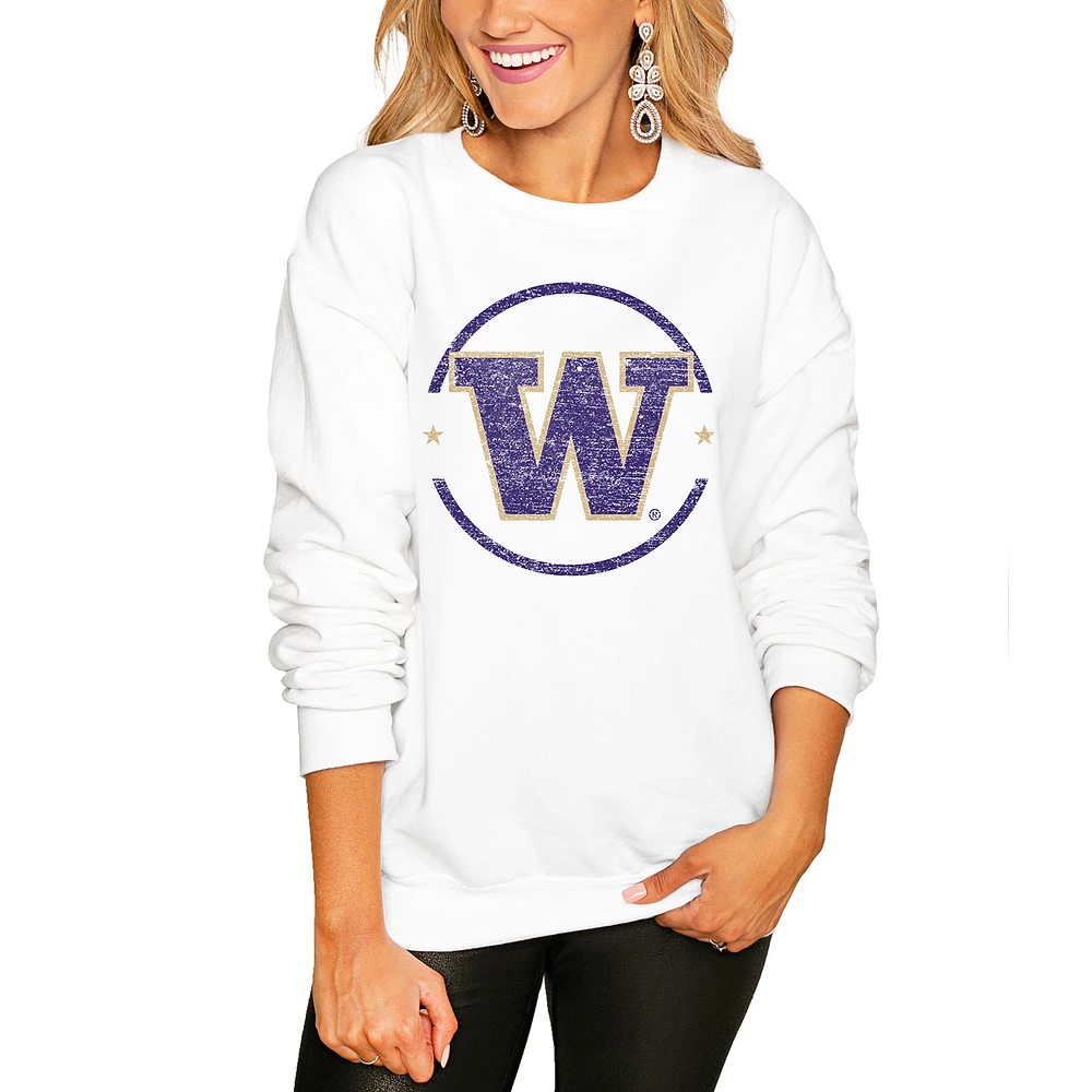 Women's White Washington Huskies End Zone Pullover Sweatshirt