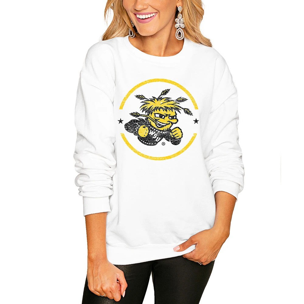 Women's White Wichita State Shockers End Zone Pullover Sweatshirt