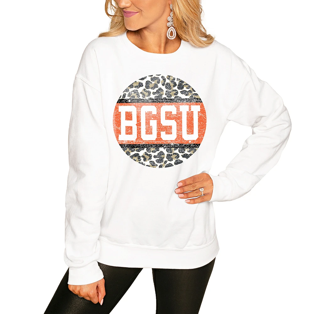 Women's White Bowling Green St. Falcons Scoop & Score Pullover Sweatshirt