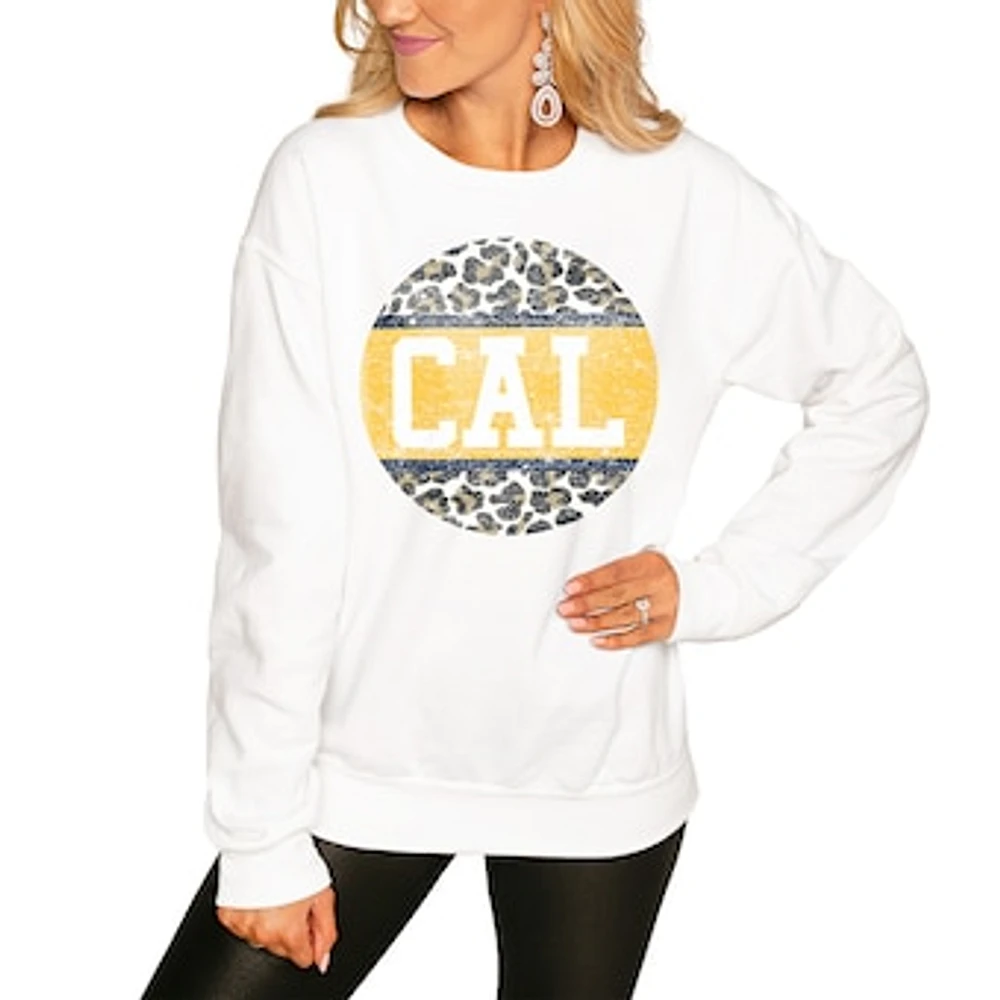 Women's White Cal Bears Scoop & Score Pullover Sweatshirt