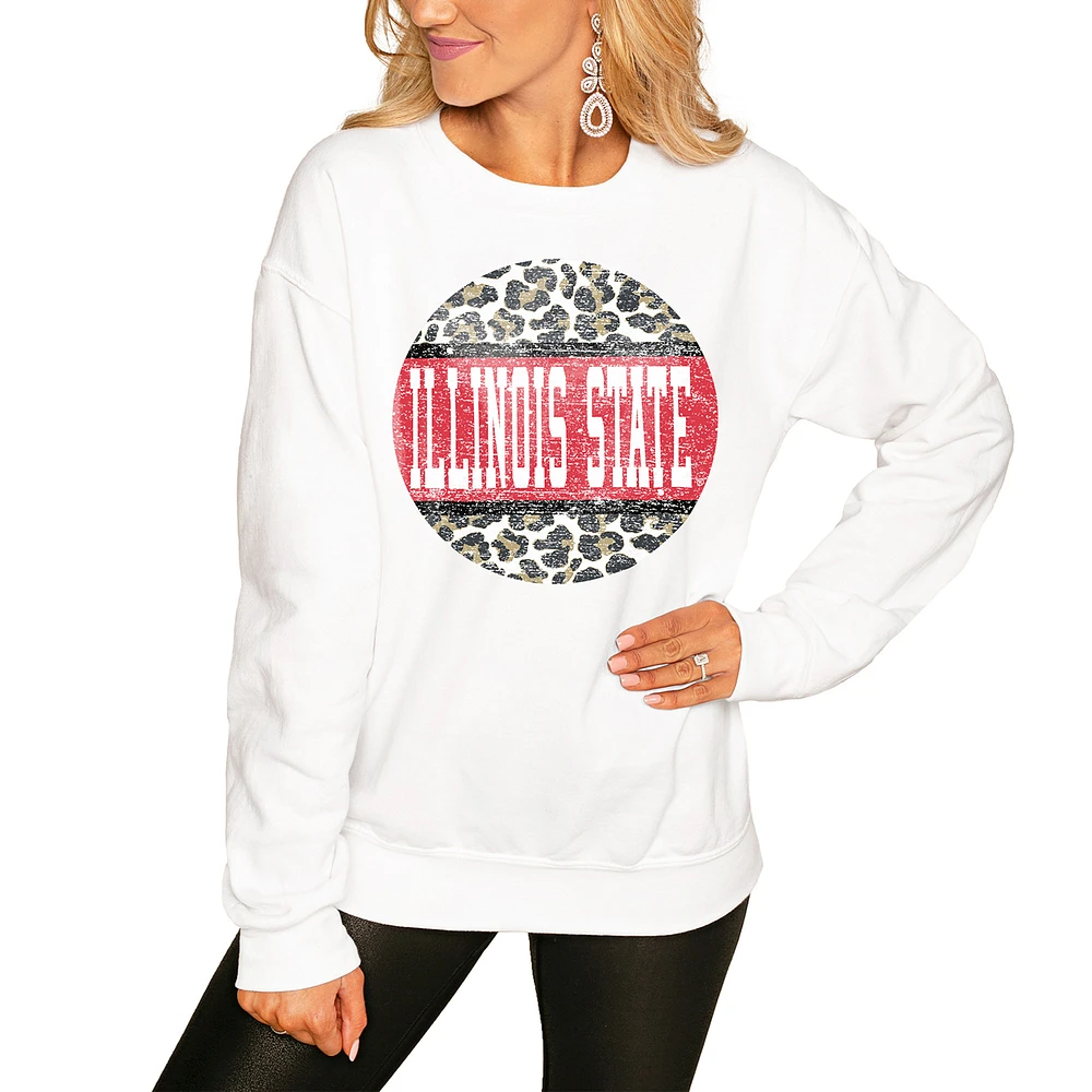 Women's White Illinois State Redbirds Scoop & Score Pullover Sweatshirt