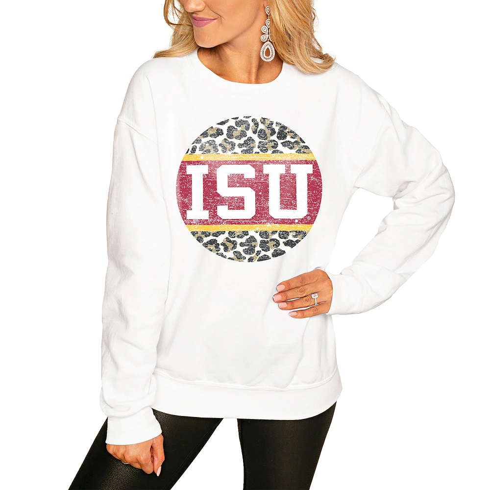 Women's White Iowa State Cyclones Scoop & Score Pullover Sweatshirt