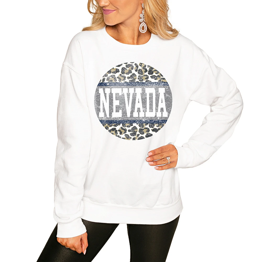 Women's White Nevada Wolf Pack Scoop & Score Pullover Sweatshirt