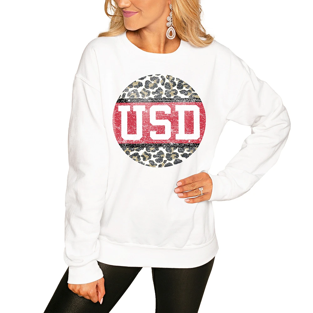 Women's White South Dakota Coyotes Scoop & Score Pullover Sweatshirt