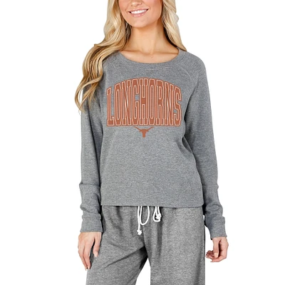 Women's Concepts Sport Gray Texas Longhorns Mainstream Terry Long Sleeve Top