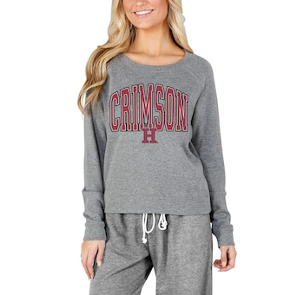 Women's Concepts Sport Gray Harvard Crimson Mainstream Terry Long Sleeve Top